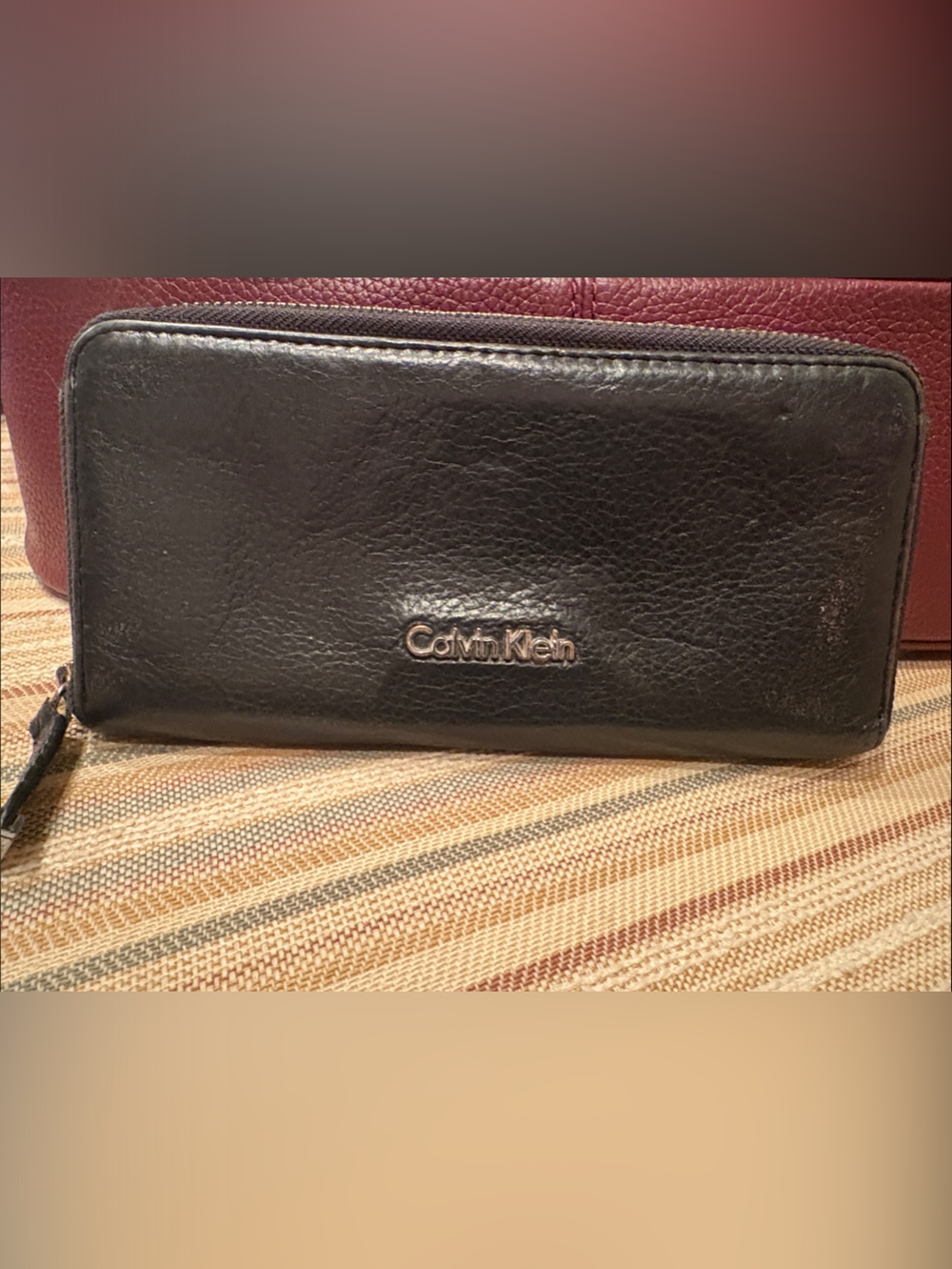 Calvin Klein Black Leather Zip-Around Wallet